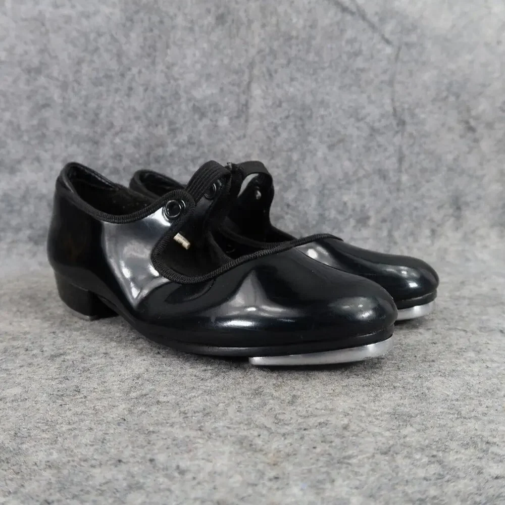 Danshuz Shoes Girls 11 Tap Dance Mary Jane Black Patent Slip On Star Tone Kids